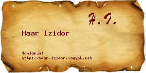 Haar Izidor névjegykártya